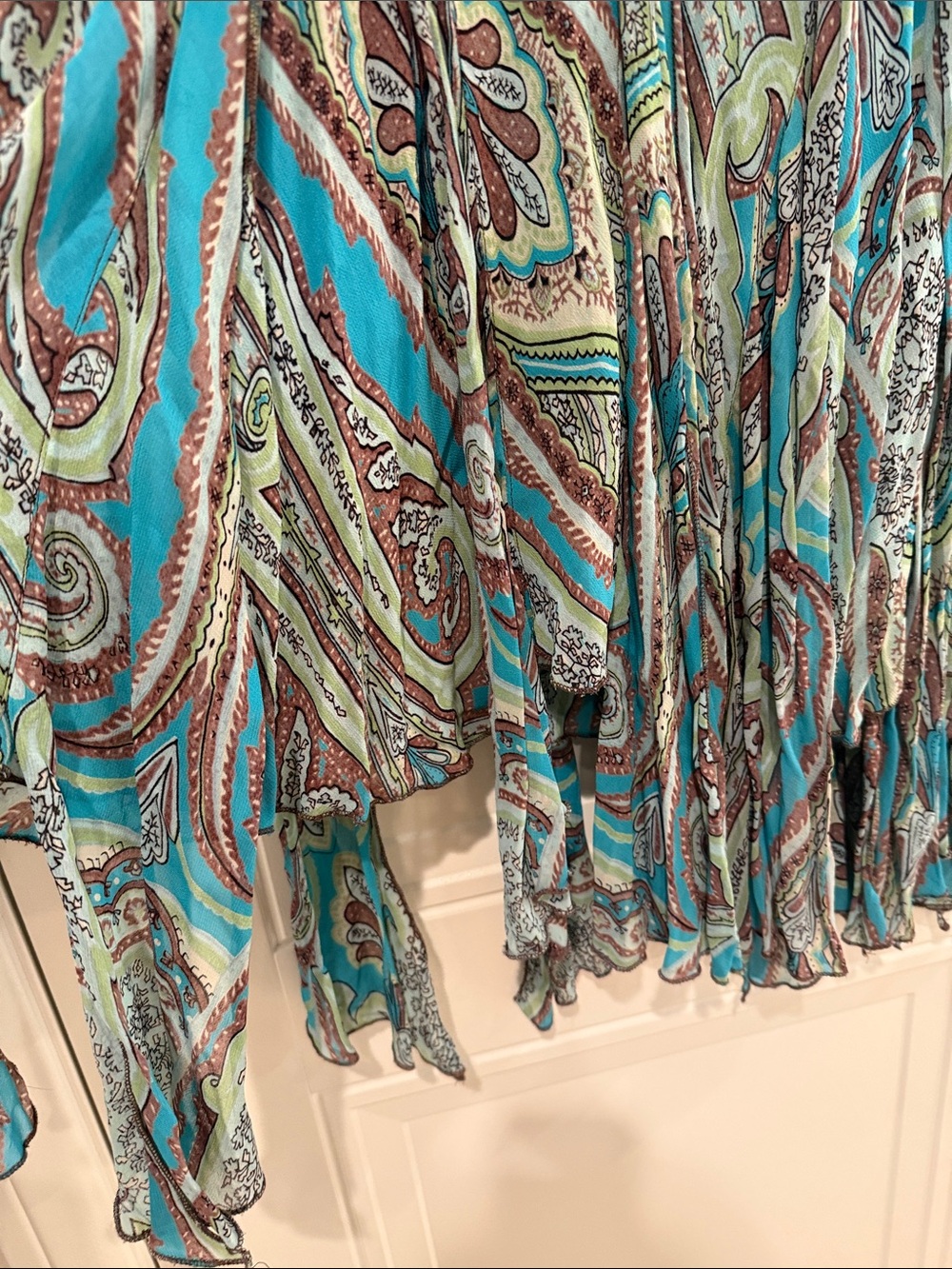 Nostalgia Teal Paisley Asymmetrical Maxi Skirt - Picture 4 of 5